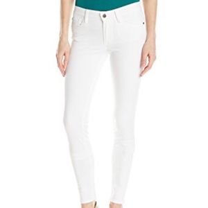 Mid rise white skinny jeans with stretch